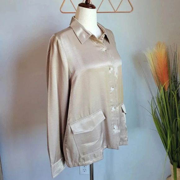 Anthropologie, New, Current Air Clemence Gold Shirt Jacket Shacket, Size Medium - Picture 5 of 13
